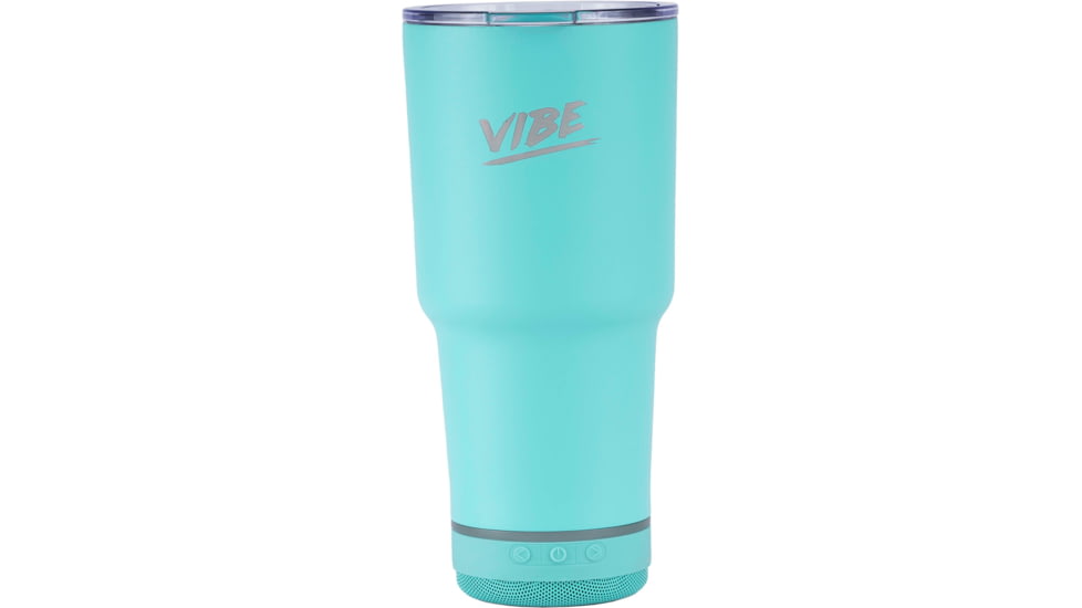 Fireside Outdoor Vibe Tumbler with/ Water-Resistant Bluetooth Speaker, Teal, 28oz, VIBE-28-TEAL