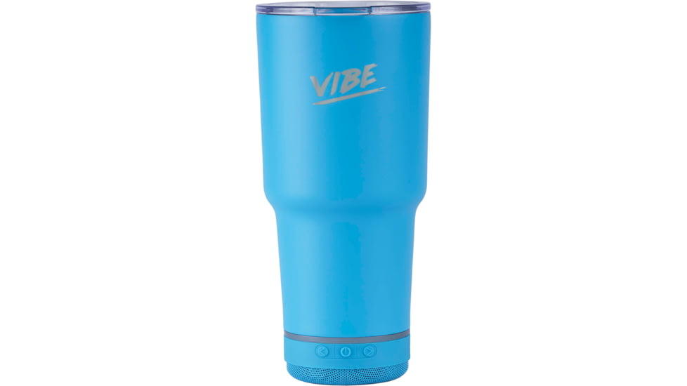 Fireside Outdoor Vibe Tumbler with/ Water-Resistant Bluetooth Speaker, Water Blue, 28oz, VIBE-28-WBLUE