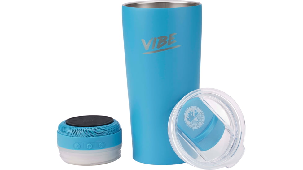 Fireside Outdoor Vibe Tumbler With Water-Resistant Bluetooth Speaker, Water Blue, VIBE-18-WBLU