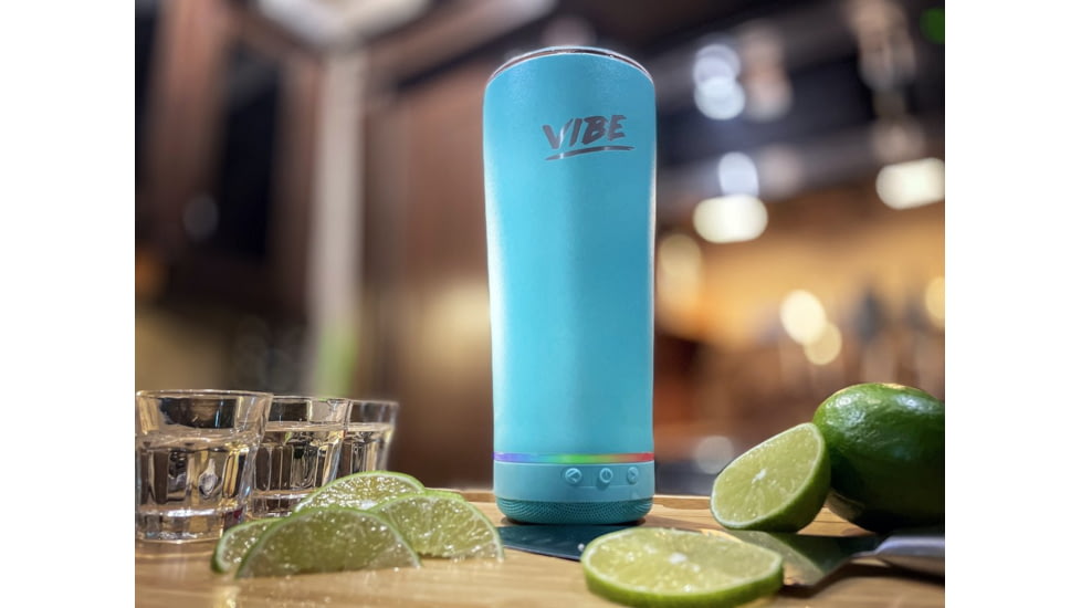 Fireside Outdoor Vibe Tumbler With Water-Resistant Bluetooth Speaker, Water Blue, VIBE-18-WBLU