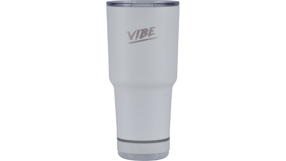 Fireside Outdoor Vibe Tumbler with/ Water-Resistant Bluetooth Speaker, White, 28oz, VIBE-28-WHT
