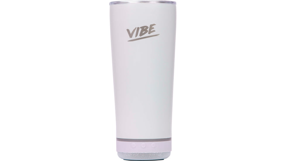 Fireside Outdoor Vibe Tumbler With Water-Resistant Bluetooth Speaker, White, VIBE-18-WHT