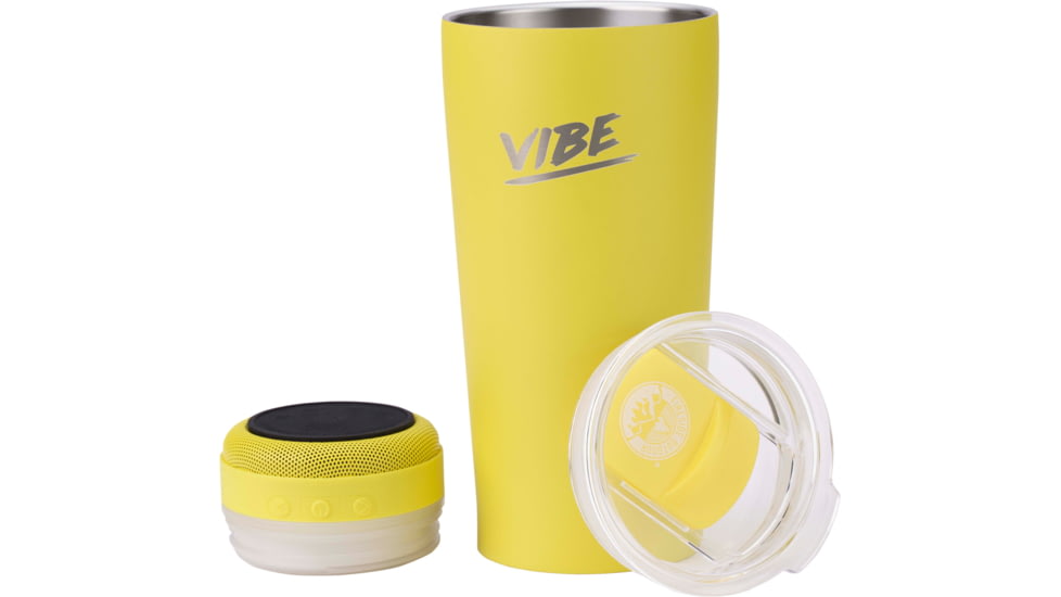 Fireside Outdoor Vibe Tumbler With Water-Resistant Bluetooth Speaker, Yellow, VIBE-18-YEL
