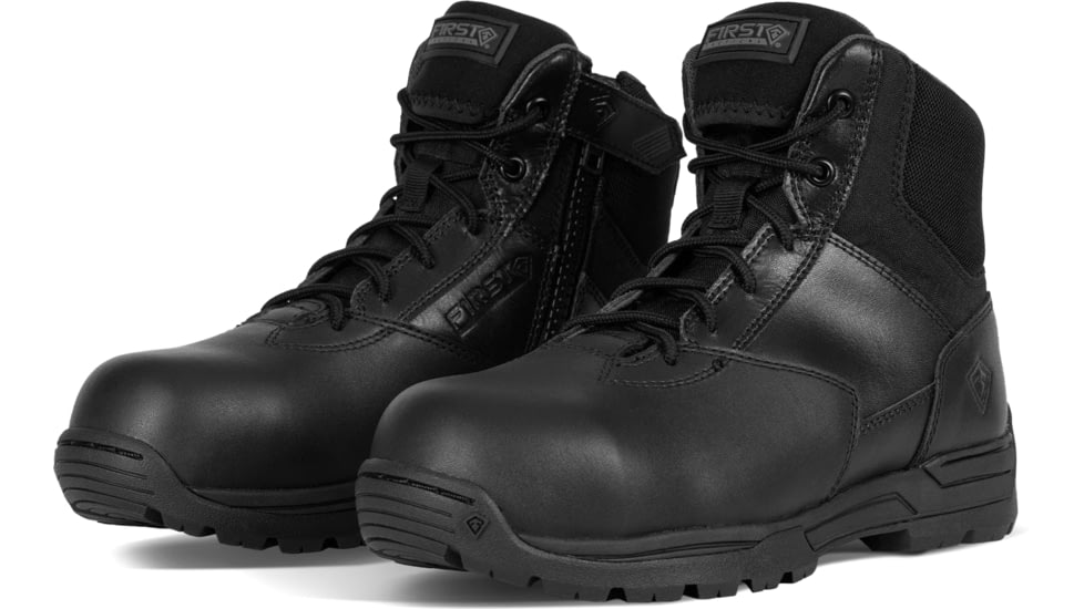 First Tactical 6in Safety Toe Side-Zip Duty Boots - Womens, Black, 5 US/Regular, 166924-019-5-R