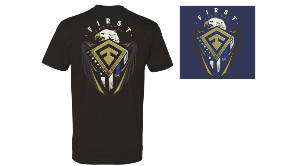 First Tactical Eagle Shield T-Shirt - Men's, Large, True Navy Heather, 112535-728-L