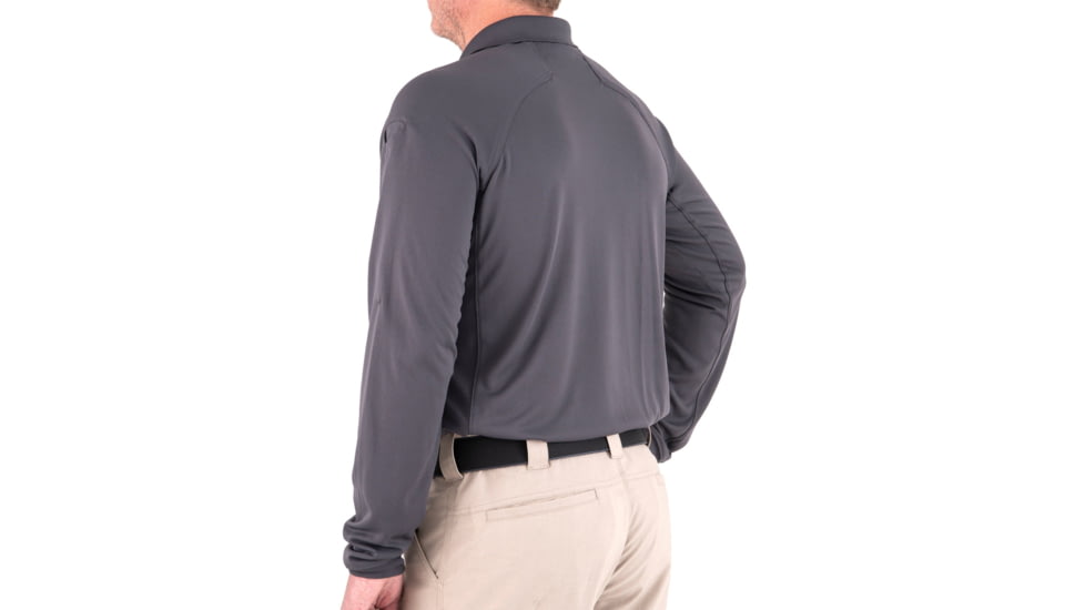First Tactical Mens Performance Long Sleeve Polo T-Shirt, Asphalt, 2XL, 111503-015-XXL-EMB