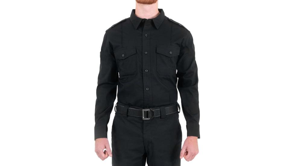 First Tactical Pro Duty Unifrom Long Sleeve Shirt - Mens, Short, Black, Small, 111011-019-S-S