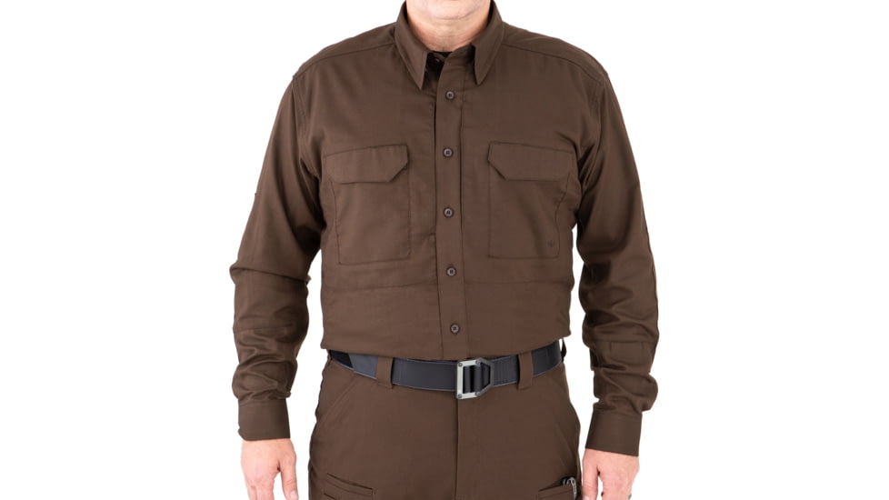 First Tactical V2 Tactical Long Sleeve Shirt - Mens, Kodiak Brown, Medium, R, 111006-182-M-R