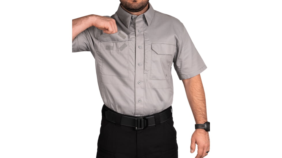 First Tactical V2 Tactical Short Sleeve Shirt - Mens, Regular, Nickel Gray, Extra Large, 112007-083-XL-R