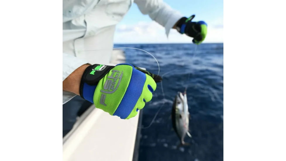 Fish Monkey Easy Work Waterman Gloves, Neon Green Royal, M, FM19-NGRROY-M