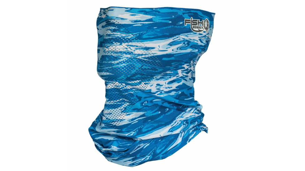 Fish Monkey Performance Face Guard, Blue Water Camo, One size, FM40-BLWTRCAM
