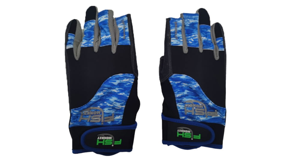 Fish Monkey Quick Release Medium Weight Wiring Glove, Blue Water Camo, XL, FM16-BLWTRCAM-XL