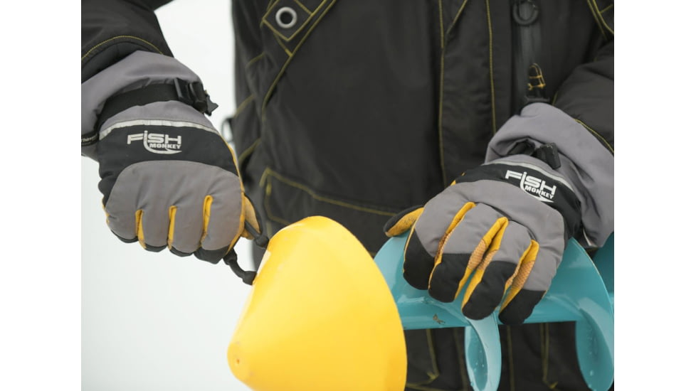 Fish Monkey Yeti Premium Ice Fishing Glove, Yelow/Black/Grey, 2XL, FM37-GB-XXL