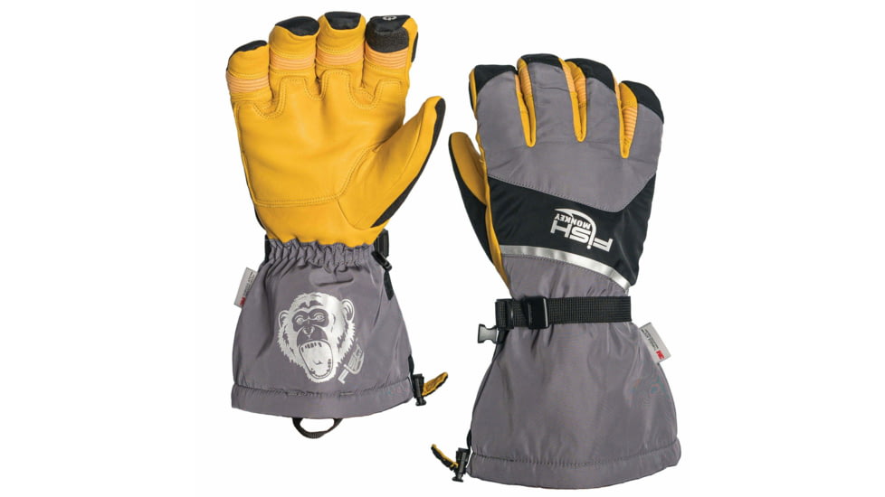 Fish Monkey Yeti Premium Ice Fishing Glove, Yelow/Black/Grey, 2XL, FM37-GB-XXL