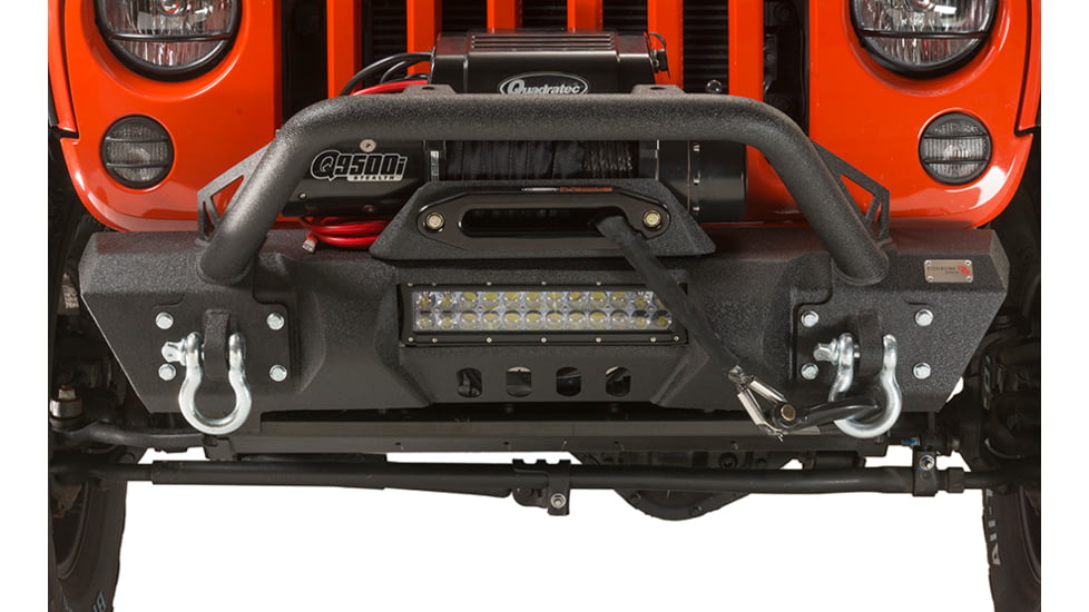 Fishbone Offroad Fishbone Front Stubby Winch Bumper w/Tube Guard, Jeep Wrangler JK 2007 - 2018, Black, FB22004