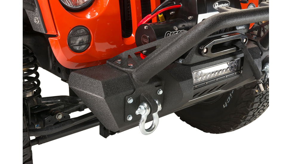 Fishbone Offroad Fishbone Front Stubby Winch Bumper w/Tube Guard, Jeep Wrangler JK 2007 - 2018, Black, FB22004