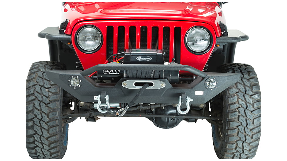 Fishbone Offroad Fishbone Front Winch Bumper w/LEDs, Jeep Wrangler TJ /YJ 1987 - 2006, Black Textured, FB22016
