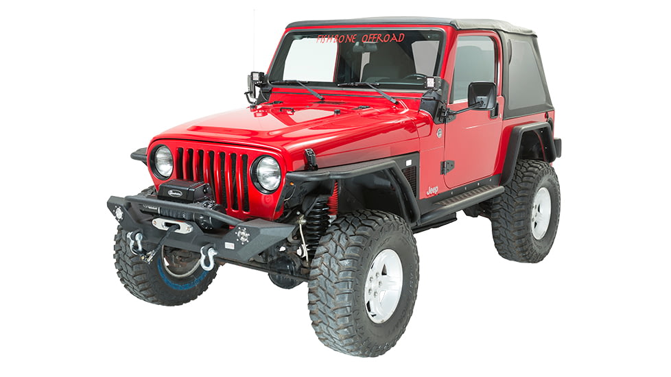 Fishbone Offroad Fishbone Front Winch Bumper w/LEDs, Jeep Wrangler TJ /YJ 1987 - 2006, Black Textured, FB22016