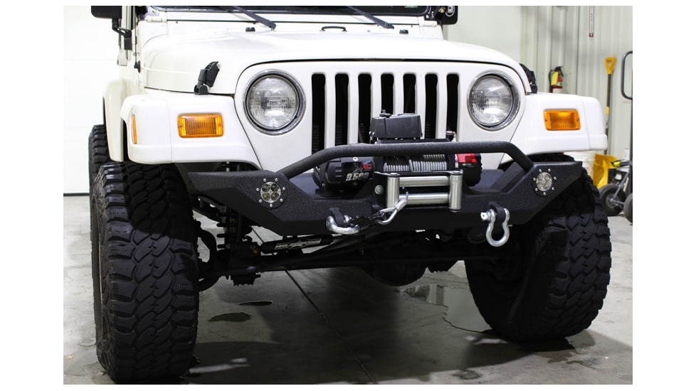 Fishbone Offroad Fishbone Front Winch Bumper w/LEDs, Jeep Wrangler TJ /YJ 1987 - 2006, Black Textured, FB22016