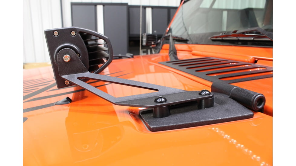 Fishbone Offroad Fishbone Hood Light Mount Brackets, Jeep Wrangler JK 2007 - 2018, Black Textured, FB21066