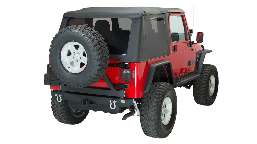 Fishbone Offroad Fishbone Rear Bumper w/Tire Carrier, Jeep Wrangler TJ /YJ 1987 - 2006, Black Textured, FB22017