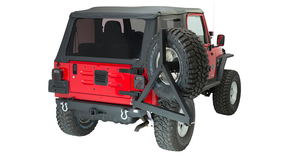 Fishbone Offroad Fishbone Rear Bumper w/Tire Carrier, Jeep Wrangler TJ /YJ 1987 - 2006, Black Textured, FB22017