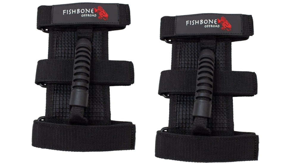Fishbone Offroad Grab Handles w/ Three Straps, Black, FB55153