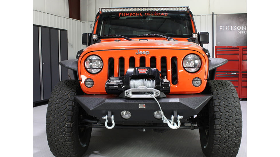 Fishbone Offroad Manowar JK Front Winch Bumper, Jeep Wrangler JK 2007 - 2018, Black Textured, FB22045