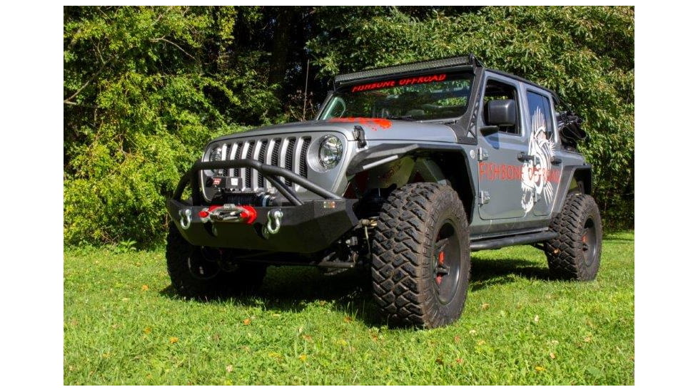 Fishbone Offroad Mid-Width Winch Front Bumper, Jeep Wrangler JL 2018 - 2020, Black Textured, FB22088
