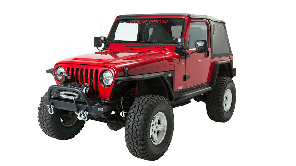 Fishbone Offroad Piranha Front Bumper w/Winch Guard, Jeep Wrangler TJ 1997 - 2006, Black Textured, FB22048