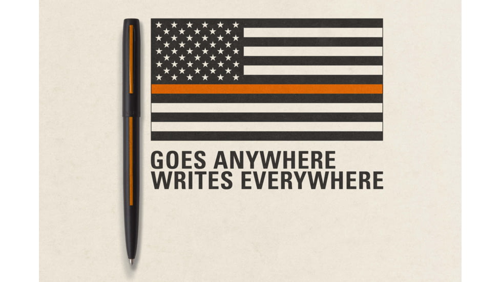 Fisher Space Pen Non-Reflective Search &amp; Rescue Cap-O-Matic Space Pen, Matte Black/Orange Line, M4BSROL