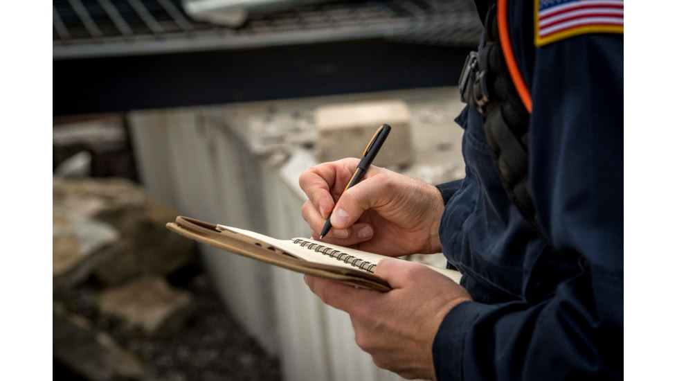 Fisher Space Pen Non-Reflective Search &amp; Rescue Cap-O-Matic Space Pen, Matte Black/Orange Line, M4BSROL