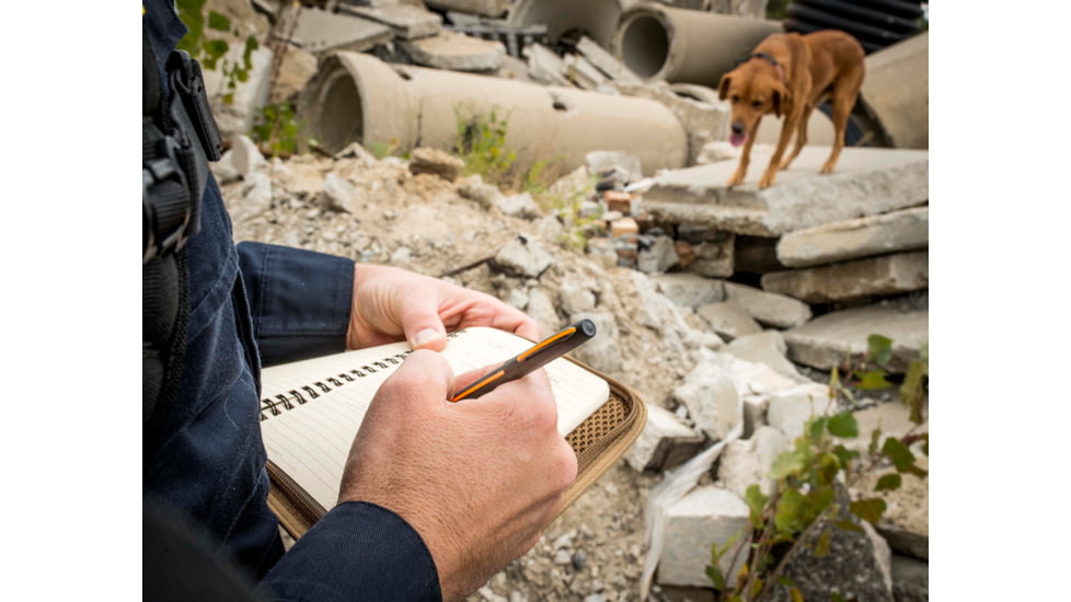 Fisher Space Pen Non-Reflective Search &amp; Rescue Cap-O-Matic Space Pen, Matte Black/Orange Line, M4BSROL