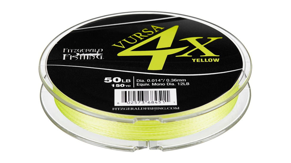 Fitzgerald Fishing Vursa Braid 4X Line, 30lb, Yellow, 300yds, VBY4X30300