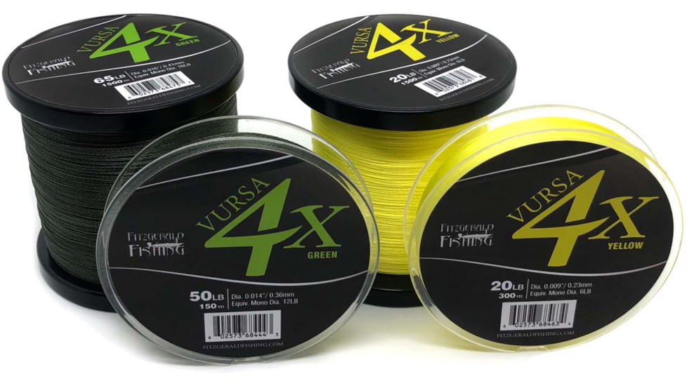 Fitzgerald Fishing Vursa Braid 4X Line, 30lb, Yellow, 300yds, VBY4X30300