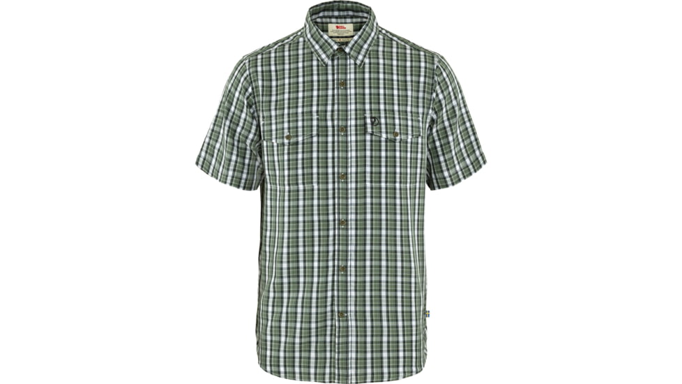 Fjallraven Abisko Cool Shirt Short Sleeve - Mens, Patina Green/Dark Navy, Medium, F81795-614-555-M