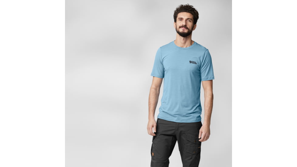 Fjallraven Abisko Wool Logo Short Sleeve - Mens, Dawn Blue, Small, F86977-543-S