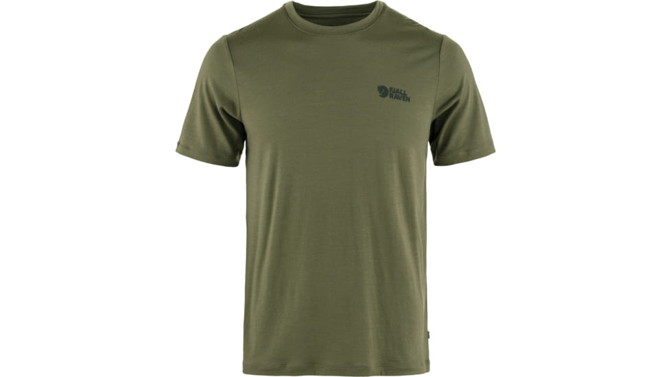Fjallraven Abisko Wool Logo Short Sleeve - Mens, Laurel Green, Extra Small, F86977-625-XS