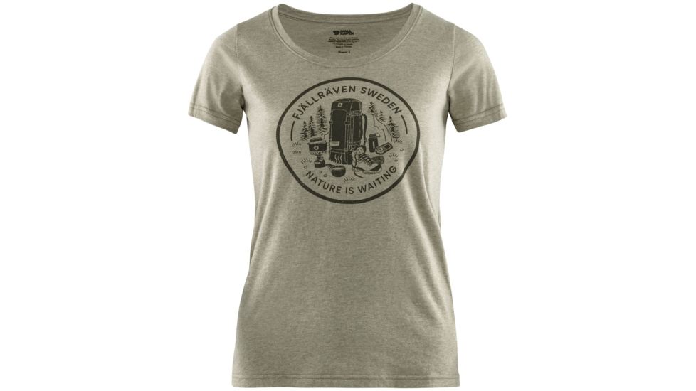 Fjallraven Fikapaus T-Shirt - Womens, Light Olive/Melange, Medium, F83512-622-999-M
