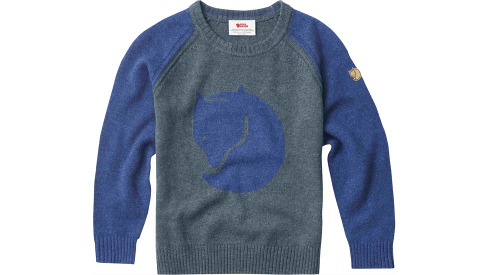 Fjallraven Fox Sweater - Kid's-7-Uncle Blue/Fog