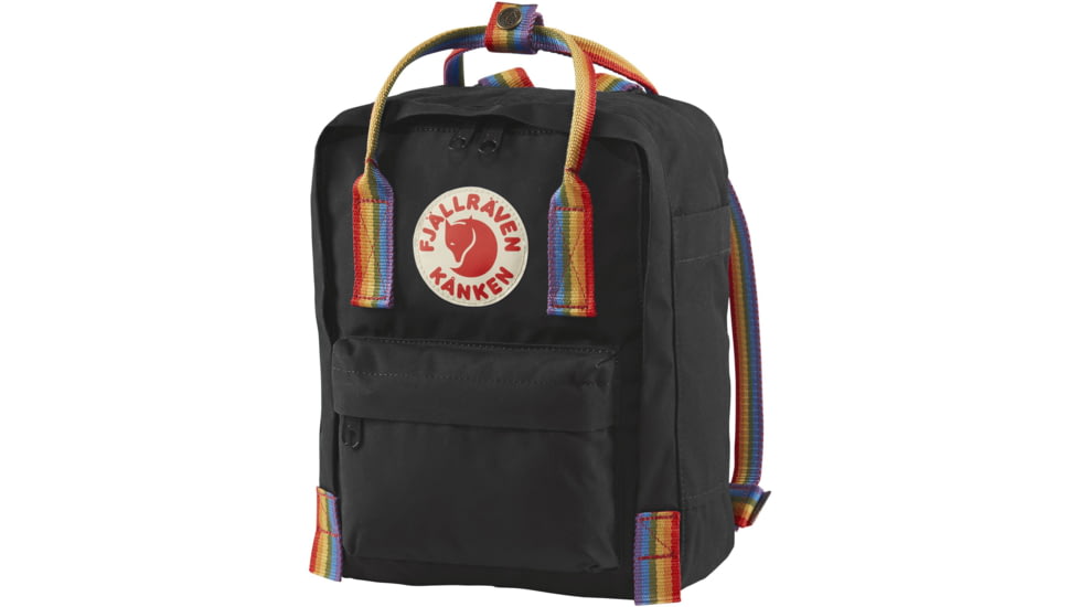 Fjallraven Kanken Rainbow Mini Backpack, Black/Rainbow Pattern, One Size, F23621-550-907-One Size