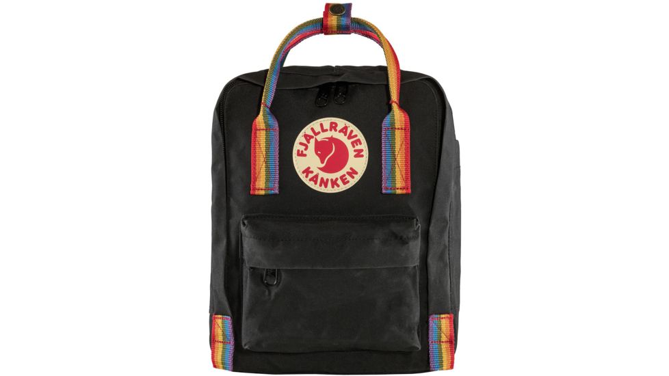 Fjallraven Kanken Rainbow Mini Backpack, Black/Rainbow Pattern, One Size, F23621-550-907-One Size