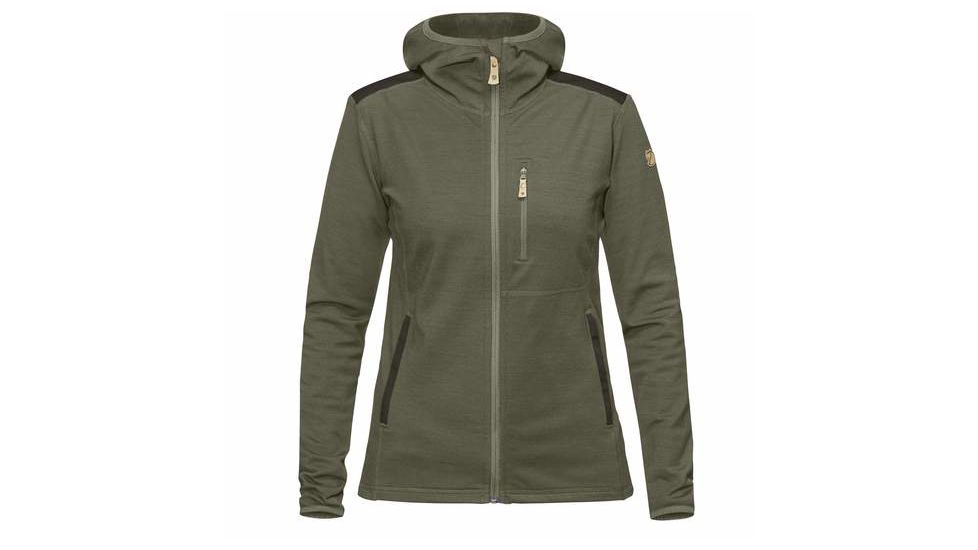 Fjallraven Keb Fleece Hoodie - Womens, Laurel Green/Deep Forest, Medium, F89765-625-662-M