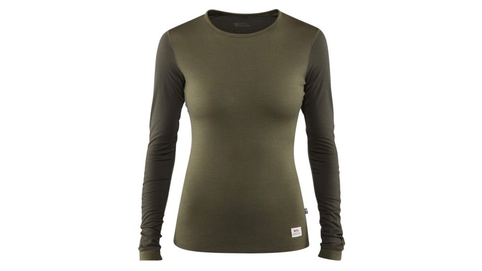 Fjallraven Keb Long Sleeve Wool T-Shirt - Womens, Laurel Green-Deep Forest, Large, F89753-625-662-L