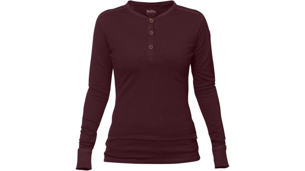 Fjallraven Lappland Merino Henley Long Sleeve -Womens, Dark Garnet, Large, F90189-356-L