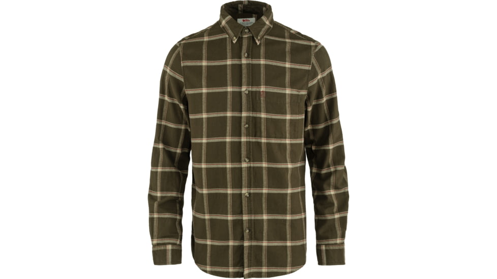Fjallraven Ovik Comfort Flannel Shirt - Mens, Dark Olive-Sand Stone, Extra Small, F84132-633-195-XS