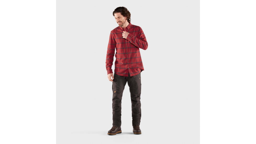 Fjallraven Ovik Comfort Flannel Shirt - Mens, Red Oak/Navy, Large, F84132-345-560-L