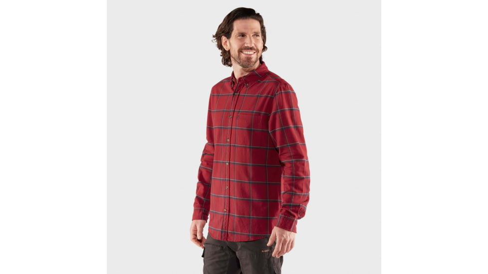 Fjallraven Ovik Comfort Flannel Shirt - Mens, Red Oak/Navy, Large, F84132-345-560-L
