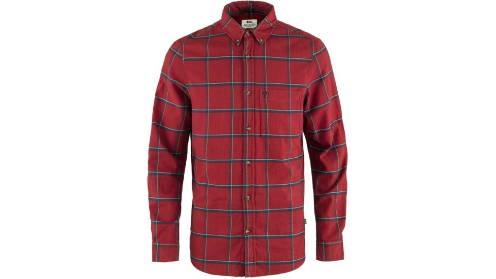 Fjallraven Ovik Comfort Flannel Shirt - Mens, Red Oak/Navy, Large, F84132-345-560-L