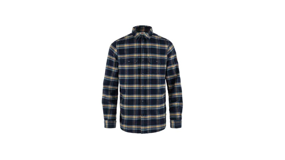 Fjallraven Ovik Heavy Flannel Shirt - Mens, Dark Navy/Buckwheat Brown, Medium, F82978-555-232-M